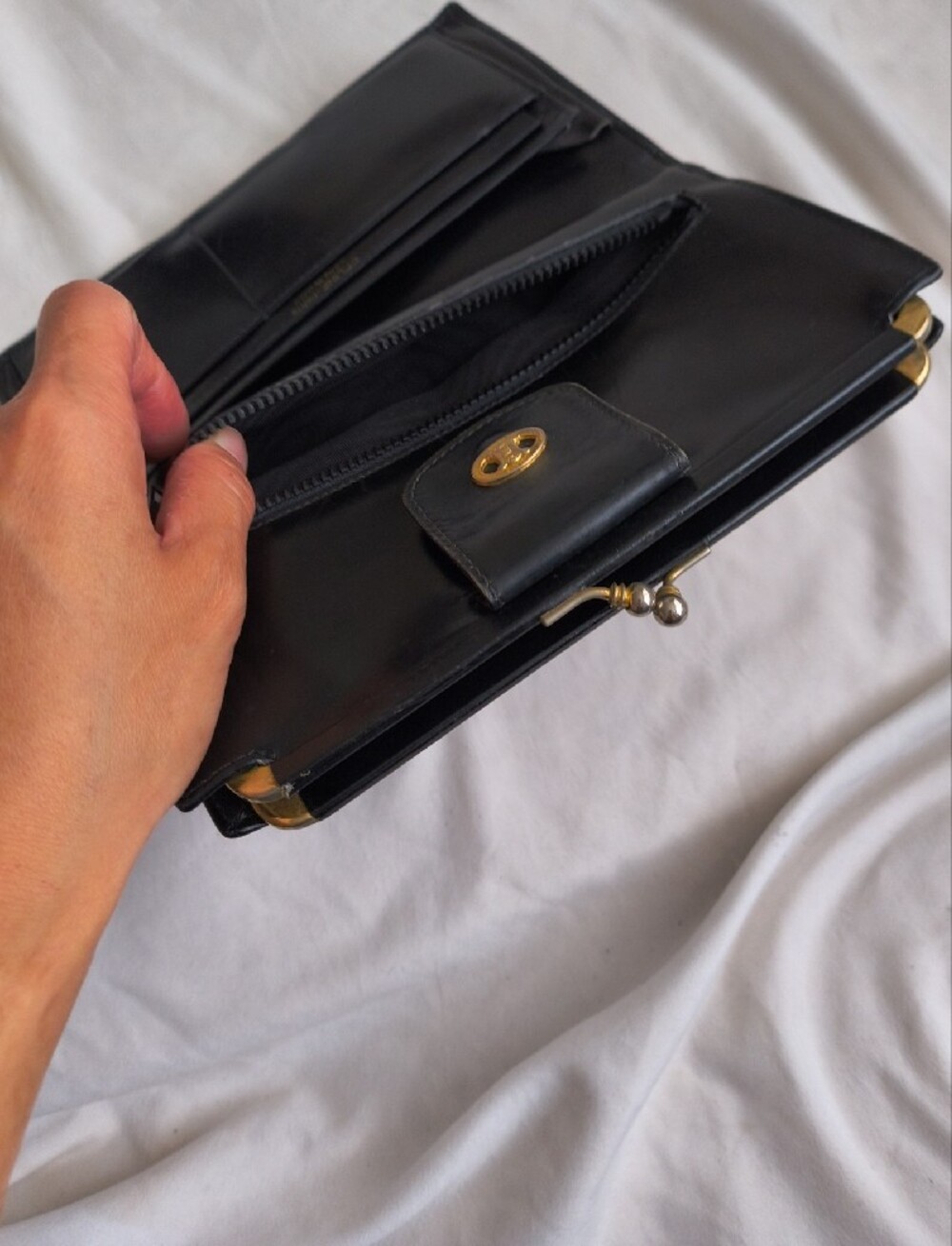 Celine Paris Black Leather Wallet with Gold Hardware - Picture 8 of 15
